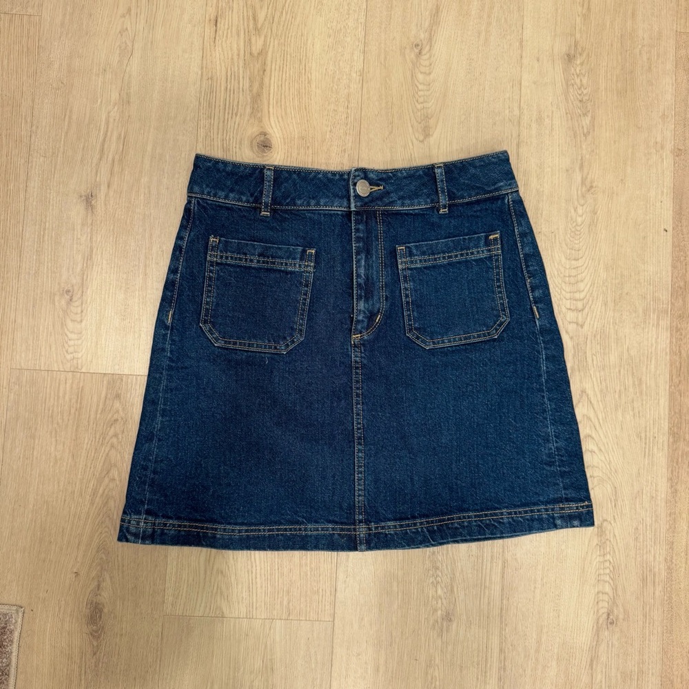 Loft blue denim mini skirt with utility pockets
